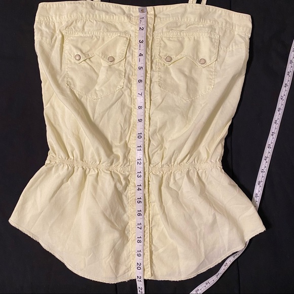 True Religion spaghetti string or strapless pale yellow blouse. Size M. - Picture 6 of 7